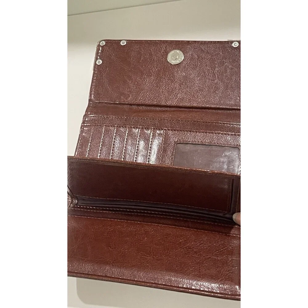 Vintage Women's Tri-Fold Leather Wallet NWT Brown Leather